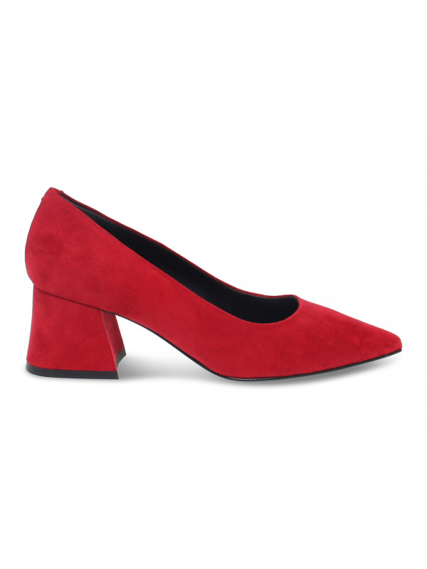 Pump Pollini in red suede leather