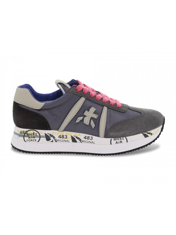 Sneakers Premiata CONNY in light grey nylon