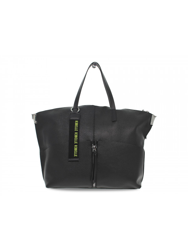 Tote bag Rebelle AFRODITE SHOPPING DOLLARO BLACK in black leather