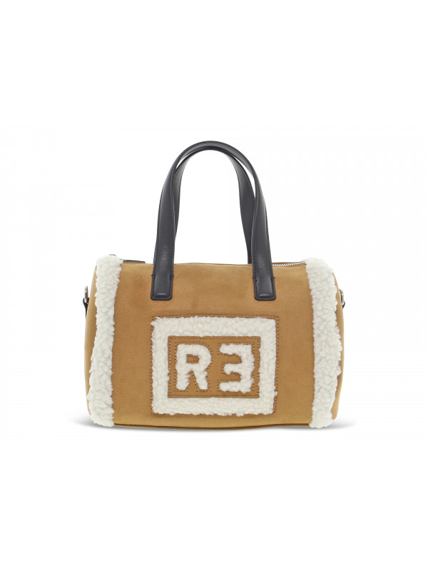 Handbag Rebelle FLUFFY BOWLING BAG TEDDY in leather suede leather