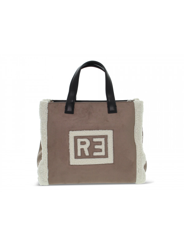 Tote bag Rebelle SOFTY SHOPPING L TEDDY in turtledove suede leather