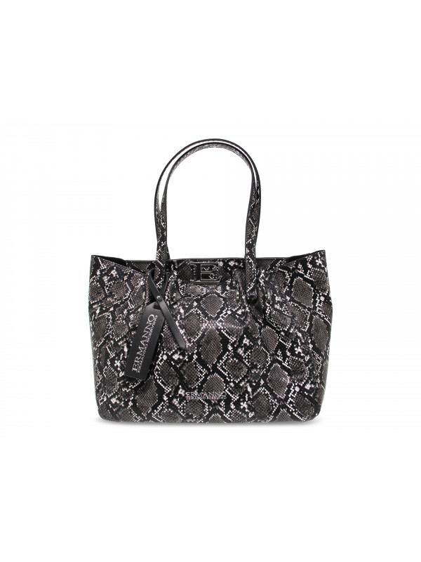 Tote bag Ermanno Scervino SMALL TOTE GIOVANNA WINTER PYTHON in grey faux leather