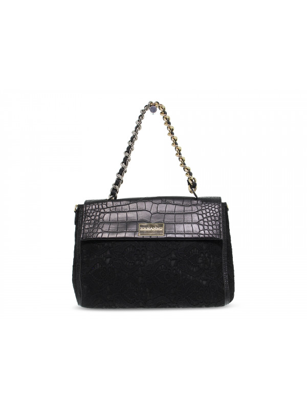 Handbag Ermanno Scervino FLAP BAG ILENIA LACE in black faux leather