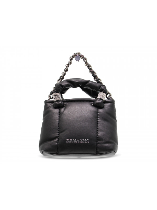Handbag Ermanno Scervino SMALL SHOPPER IRENE in black faux leather