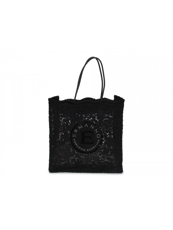 Tote bag Ermanno Scervino VERTICAL SHOPPER FATIN in black lace