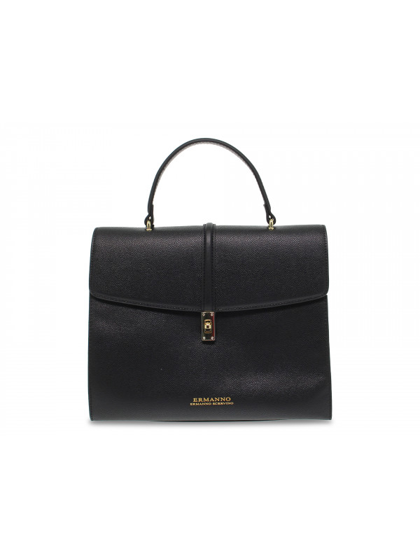 Handbag Ermanno Scervino TOTE WITH FLAP GIANNA in black faux leather