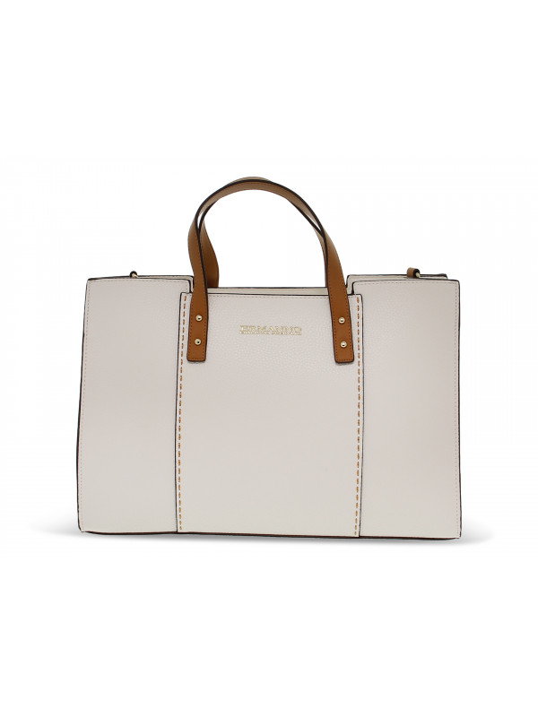 Handbag Ermanno Scervino LARGE TOTE MARIELLA in cream faux leather