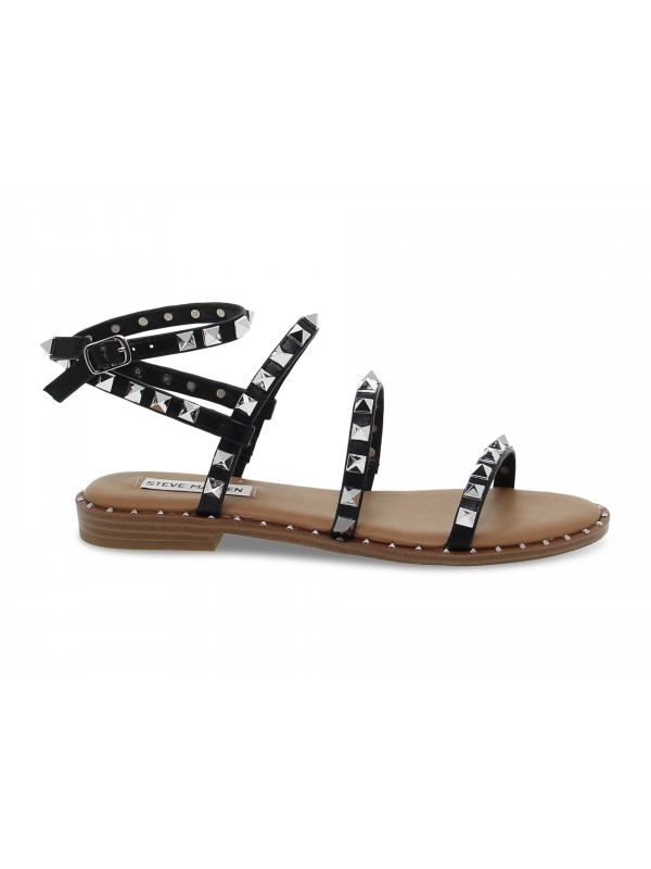 Flat sandals Steve Madden TRAVEL BLACK in black faux leather