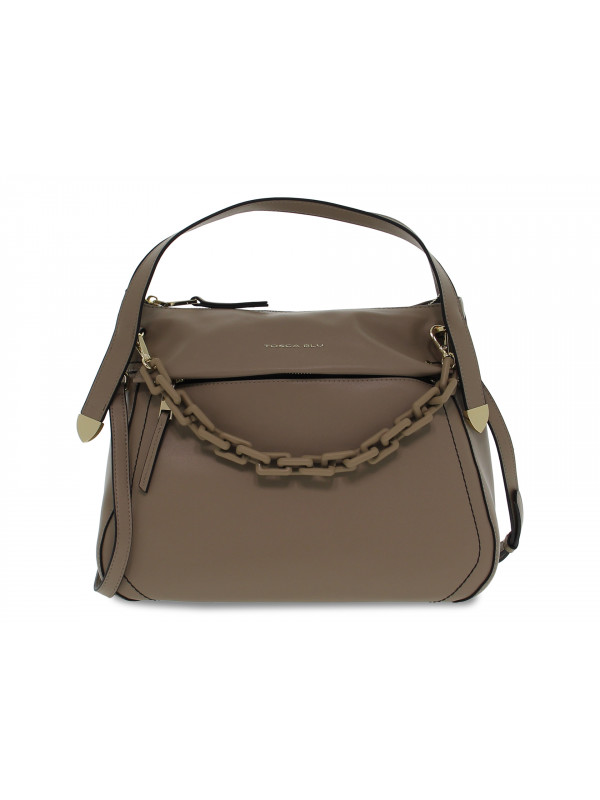 Handbag Tosca Blu SHOPPING POLLICINO in mud leather