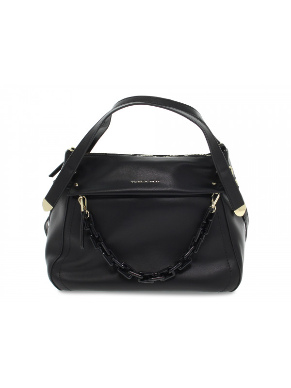 Handbag Tosca Blu SHOPPING POLLICINO in black leather