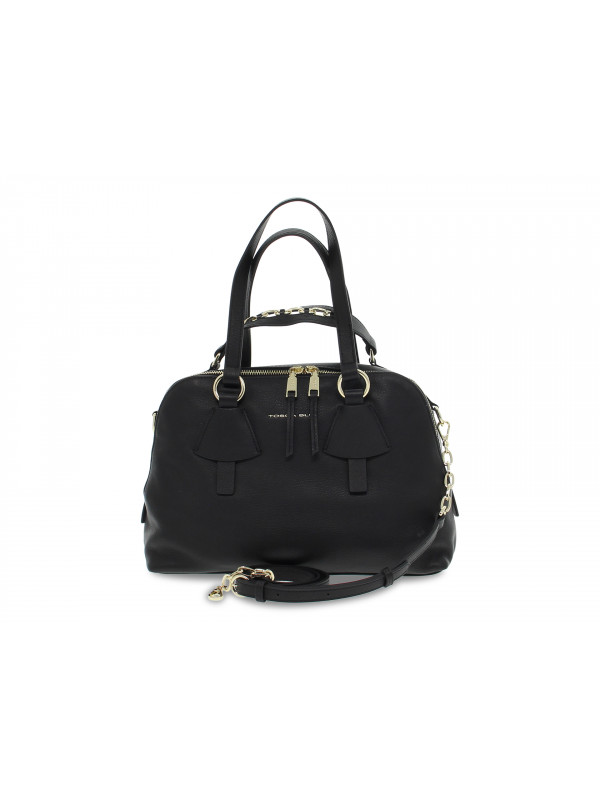 Handbag Tosca Blu BAULETTO LAMPONE in black leather