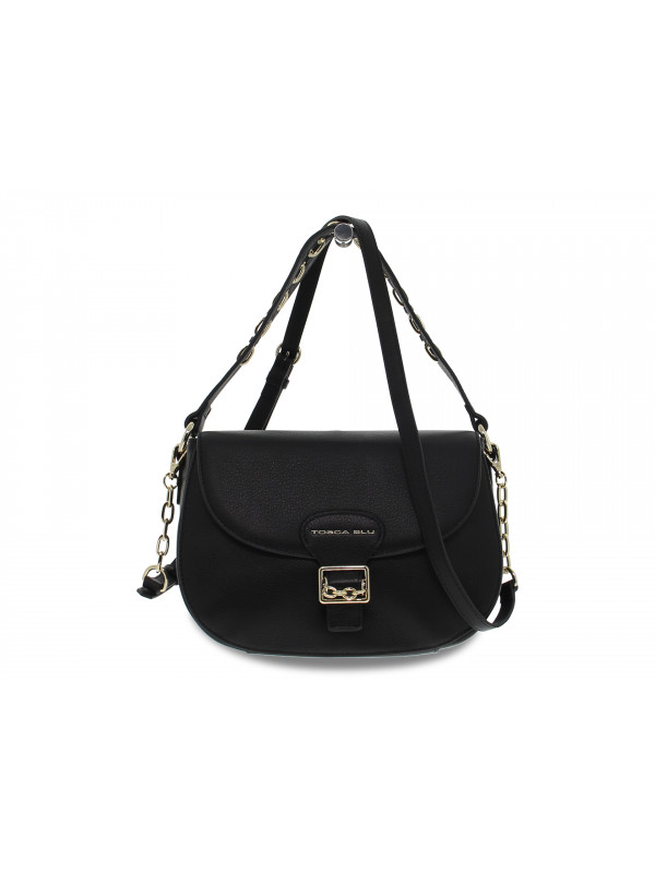 Handbag Tosca Blu TRACOLLA CON PATTINA LAMPONE in black leather