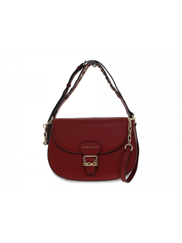 Handbag Tosca Blu TRACOLLA CON PATTINA LAMPONE in red leather