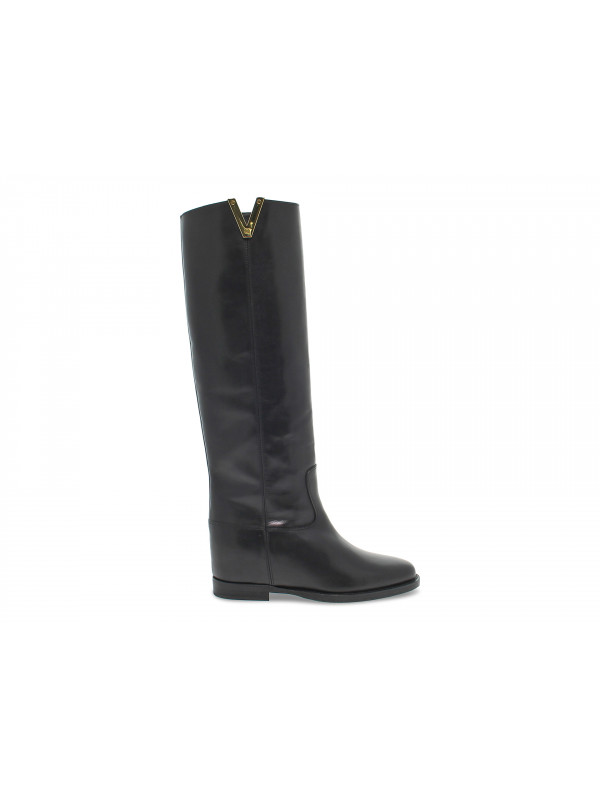 Boot Via Roma 15 ZEPPA INTERNA LOGO V ORO LATERALE in black leather