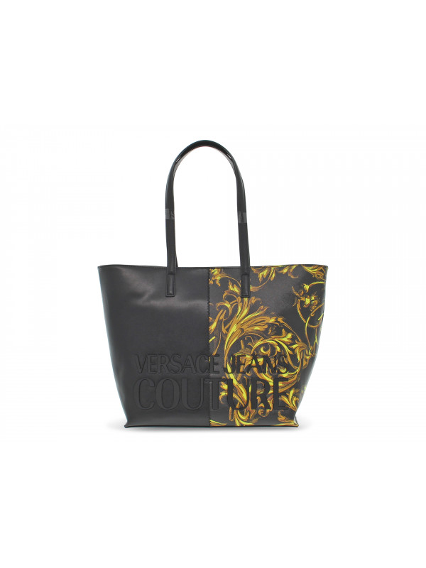 Tote bag Versace Jeans Couture JEANS COUTURE RANGE 4 ROCK CUT SKETCH 6 BAGS STRIPES PATCHWORK in black faux leather