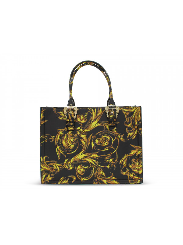 Tote bag Versace Jeans Couture JEANS COUTURE RANGE F SKETCH 9 BAGS BAROQUE BUCKLE in black saffiano
