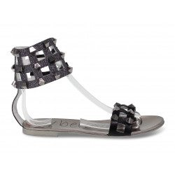 Flat sandals Alberto Venturini FLAT GLADIATORE in gunmetal laminate