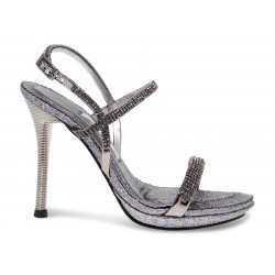 Heeled sandal Alberto Venturini GIOIELLO in gunmetal crystal