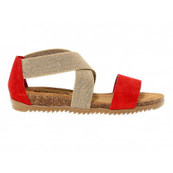 Wedge Bionatura in red suede leather