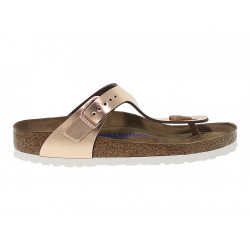 Flat sandals Birkenstock GIZEH SOFT FOOTBED in platinum leather