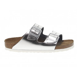 Flat sandals Birkenstock ARIZONA in silver leather
