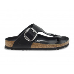 Flat sandals Birkenstock GIZEH BIG BUCKLE in black leather