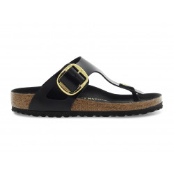 Flat sandals Birkenstock GIZEH BIG BUCKLE in black leather