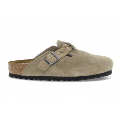 Flat sandals Birkenstock BOSTON BRAIDED in taupe suede leather