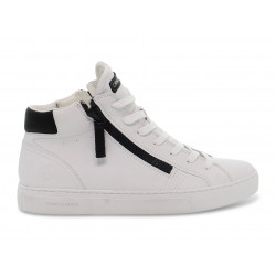 Sneakers Crime London HIGH TOP DOUBLE ZIP in white leather