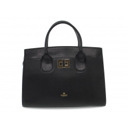 Handbag Cuoieria Fiorentina BELLA LARGE TOTE BAG CON ACCESSORIO METALLO in black leather