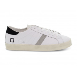 Sneakers D.A.T.E. HILL LOW CALF WHITE-BLACK in white leather