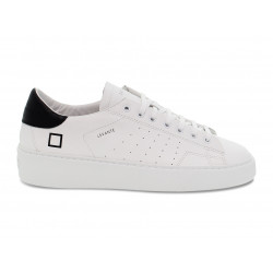 Sneakers D.A.T.E. LEVANTE CALF WHITE-BLACK in white leather