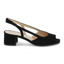 Flat sandals Martina in black suede leather