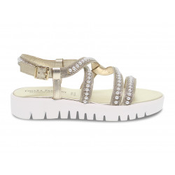 Flat sandals Pasquini Calzature in platinum laminate