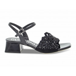 Flat sandals Pasquini Calzature SANDALO CINTURINO GIOIELLO in black paint