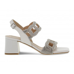 Flat sandals Pasquini Calzature SANDALO GIOIELLO QUADRI in white tassel