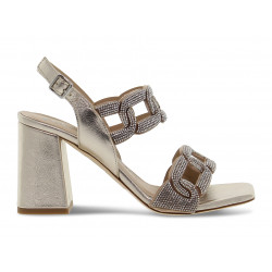 Flat sandals Pasquini Calzature SANDALO GIOIELLO QUADRI in turtledove laminate