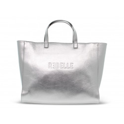Tote bag Rebelle ASHANTI SHOPPING PATENT NAPLACK in silver paint
