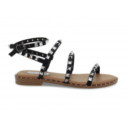 Flat sandals Steve Madden TRAVEL BLACK in black faux leather