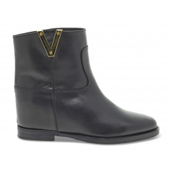 Ankle boot Via Roma 15 ZEPPA INTERNA LOGO V ORO LATERALE in black leather