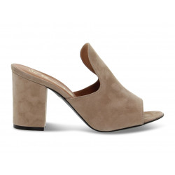 Heeled sandal Via Roma 15 SABOT STONDATO in beige suede leather