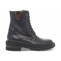 Low boot Via Roma 15 ZEPPA INTERNA ANFIBIO PATTONE BORCHIE LOGO V ORO in black leather