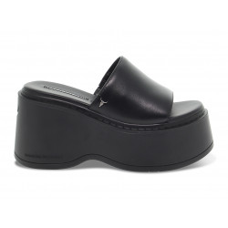 Wedge Windsor Smith ABANDON BLACK LEATHER in black leather