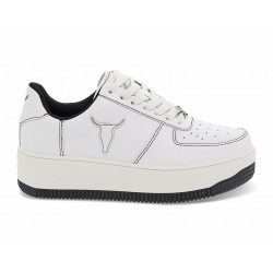 Sneakers Windsor Smith REBOUND WHITE BLACK in white leather
