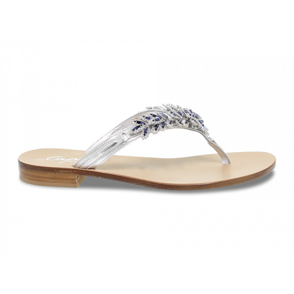 Flat sandals Capri POSITANO in silver laminate
