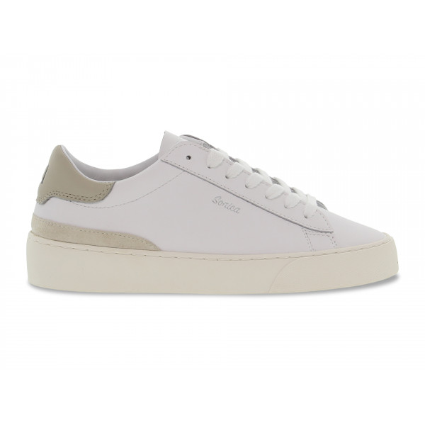 Sneakers D.A.T.E. SONICA CALF WHITE-BEIGE in white leather