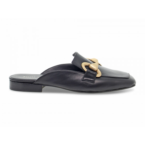 Flat sandals Poesie Veneziane SABOT FLAT SQUARE in black leather