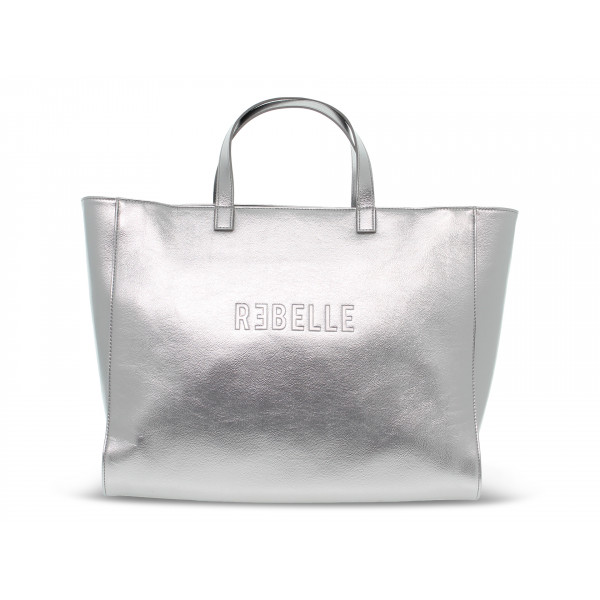 Tote bag Rebelle ASHANTI SHOPPING PATENT NAPLACK in silver paint
