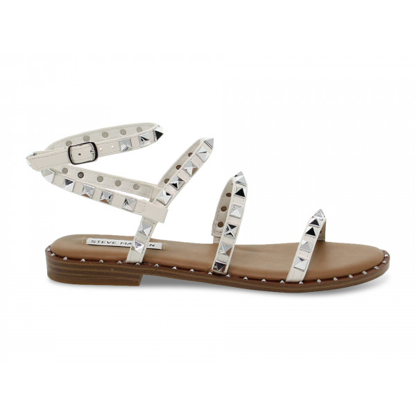 Flat sandals Steve Madden TRAVEL WHITE in white faux leather