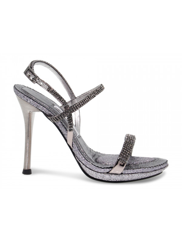 Heeled sandal Alberto Venturini GIOIELLO in gunmetal crystal